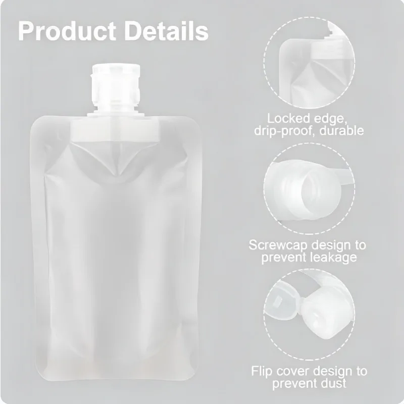30/50/100ML Verdickter Reisegröße Nachfüllbarer Beutel Tragbarer Kosmetik-Quetschbeutel für Lotion, Shampoo, Duschgel, Gesichtsreiniger – Detail 6