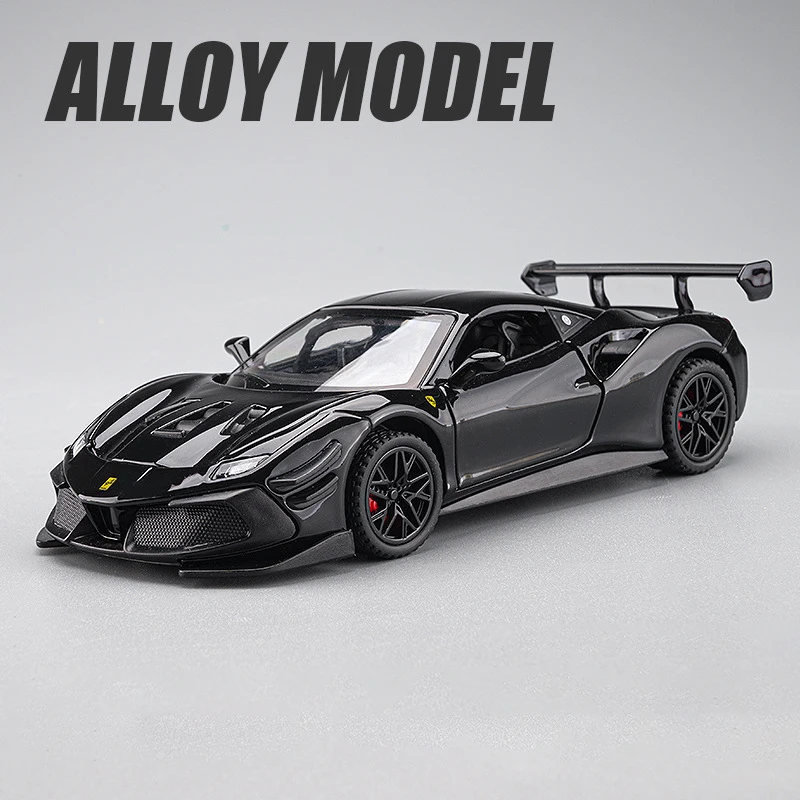 Modelo de Auto de Aleación a Escala 1:32 del Ferrari 488 Supercar, con Sonido y Luz, Auto de Juguete de Aleación Fundida a Presión, Regalo Coleccionable