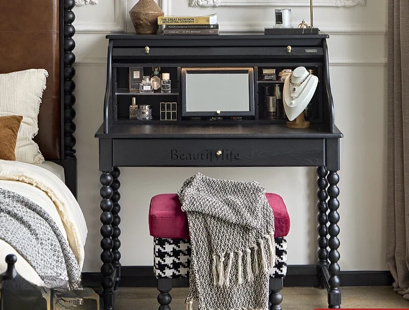

LFrench retro roller shutter medium and ancient solid wood small apartment dresser storage cabinet integrated