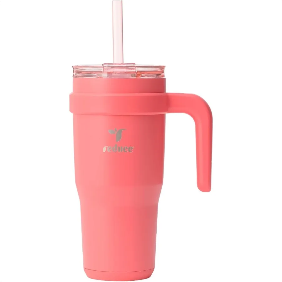 

24 oz Stainl Steel Tumbler with Handle DualWall Vacuum Insulated Travel Mug SweatProof Lid Reusable Straw Keeps Drinks Cold for
