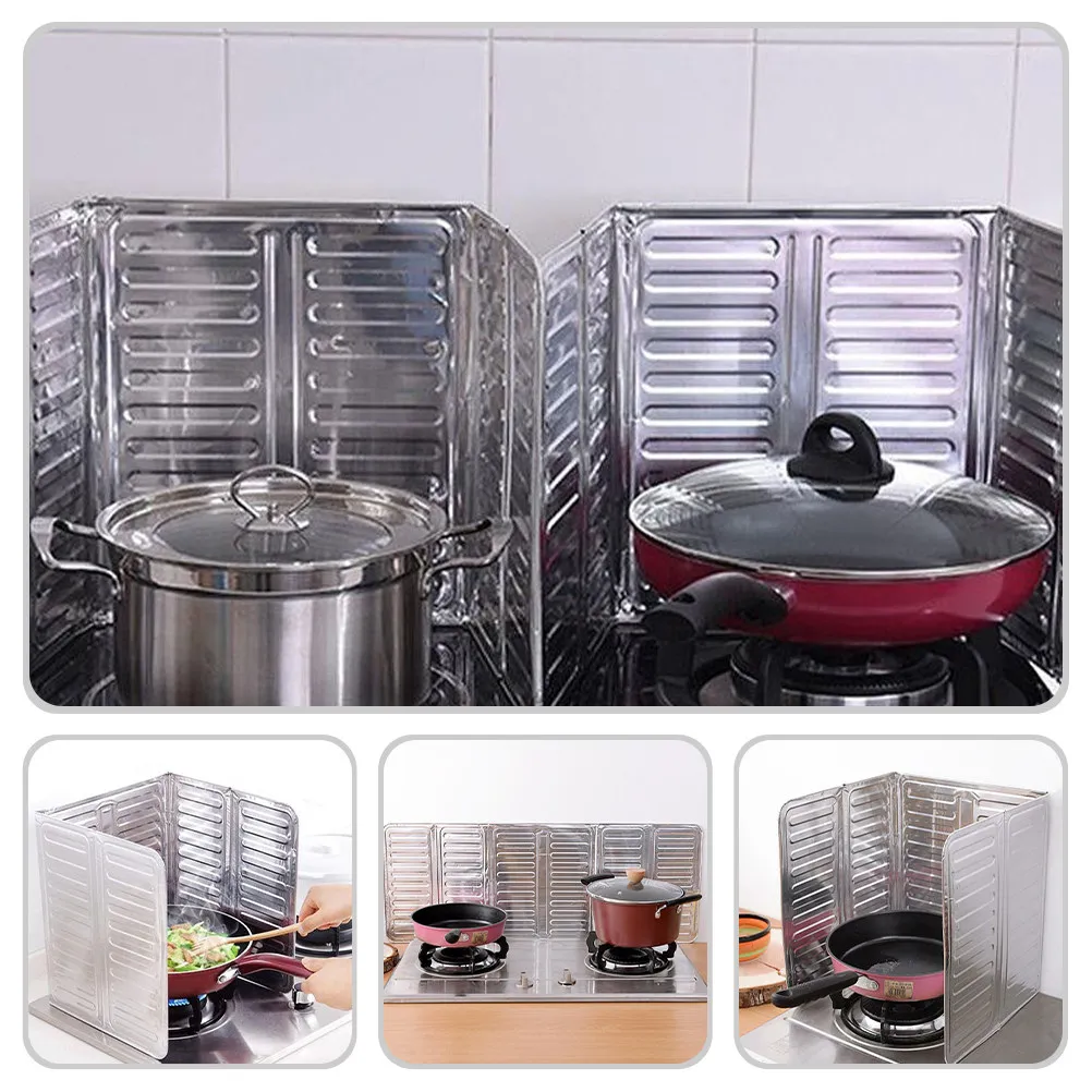 

Premium Foldable Splatter Screen for Frying Pan Oil Barrier Stove Wall Protector Non Stick Easy Clean Cooking Splatter Guard