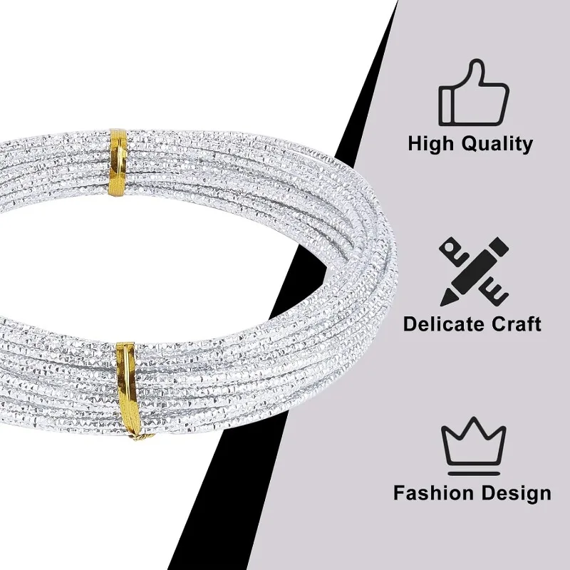 12 Gauge 33 Feet Textured Silver Wire Diamond Cut Aluminum Craft Wire for Ornaments Making and Other Jewelry Craft Work