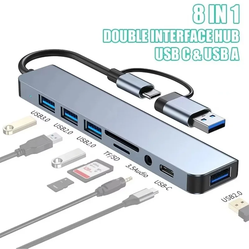 High Speed Transmission Multi Hub Splitter Type C Multiport Adapter For Computer Laptops Desktop Phone Docking Station Accessory