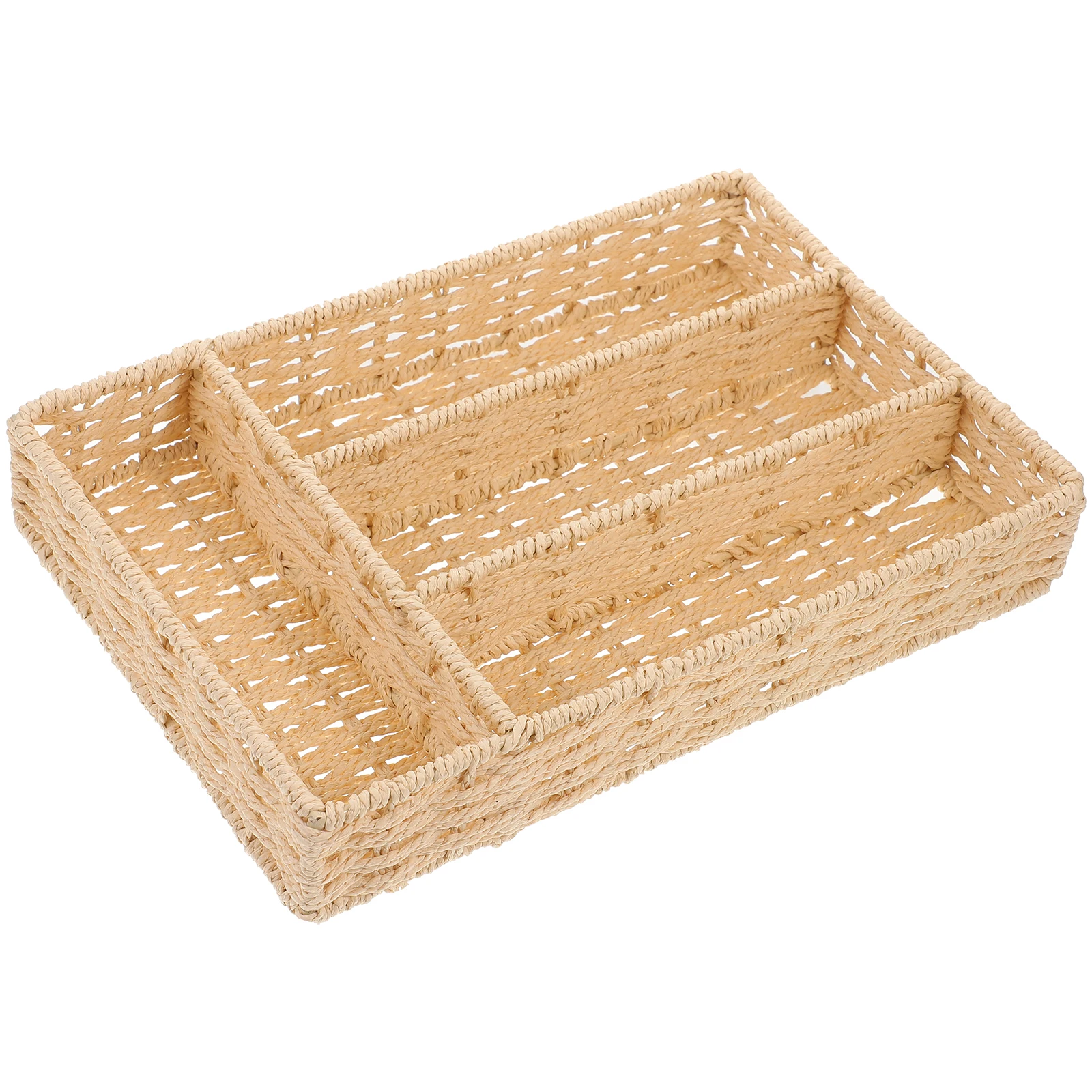 

Cutlery Tray Basket Kitchen Silverware Tray Woven Utensil Holder Slim Cutlery Drawer Organiser Drawer Storage