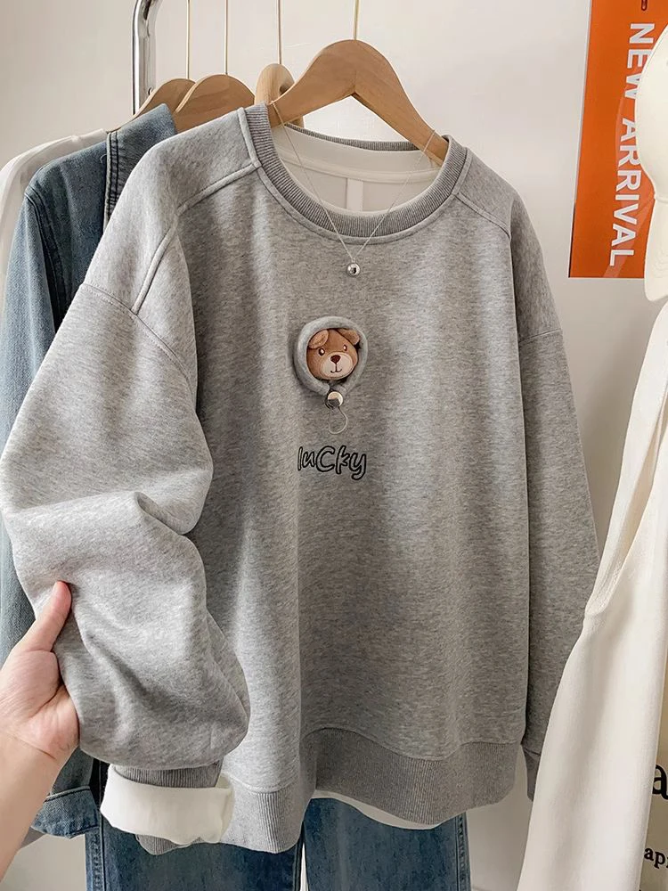 Felpa con cappuccio lunga Sve con stampa cartoon retrò ey ex Primavera Autunno Casual American Sle Thiened Felpa rotonda Ne