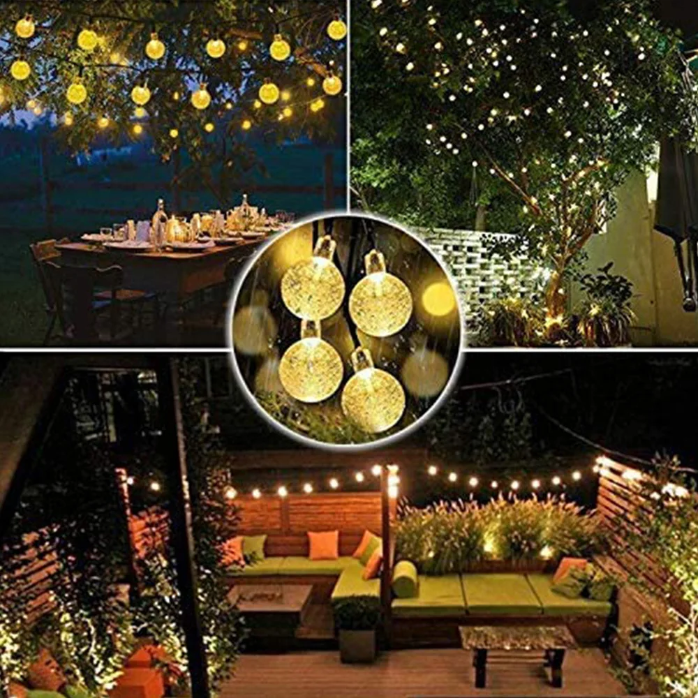 Led Lights 1.7cm Small Bubble Ball Lamp Holiday Lighting Battery Solar Energy for Christmas Wedding Decoration Festoon