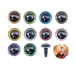 10pcs 10 Colors 3D Glitter Safety Eyes Round Craft Crochet Eyes with Washers Stuffed Animal Eyes for DIY of Puppet Bear Plush