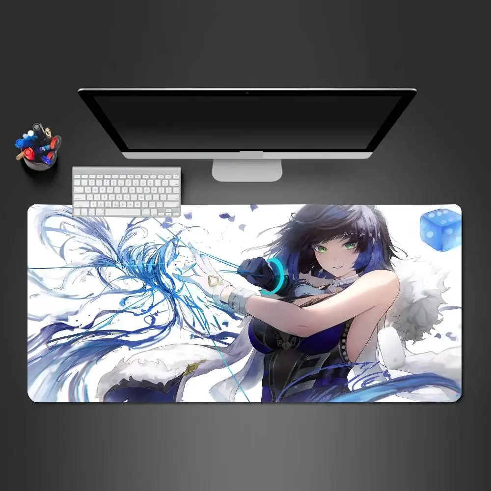 Yelan Anime Game Genshin Impact Mousepad Non-slip Suitable For Office Computers Laptops E-sports Game Desk Mats XXL Keyboard