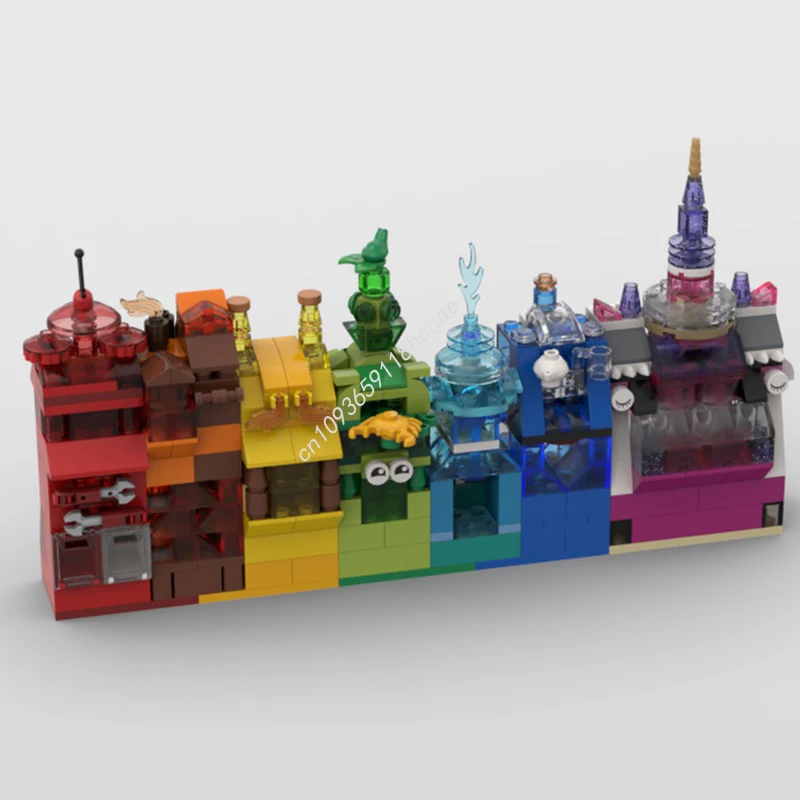 

461 шт. MOC Радужные домики Классическая модель Строительные блоки Архитектура Сборка Креативная игрушка Идея Кирпич Рождественский подарок на день рождения