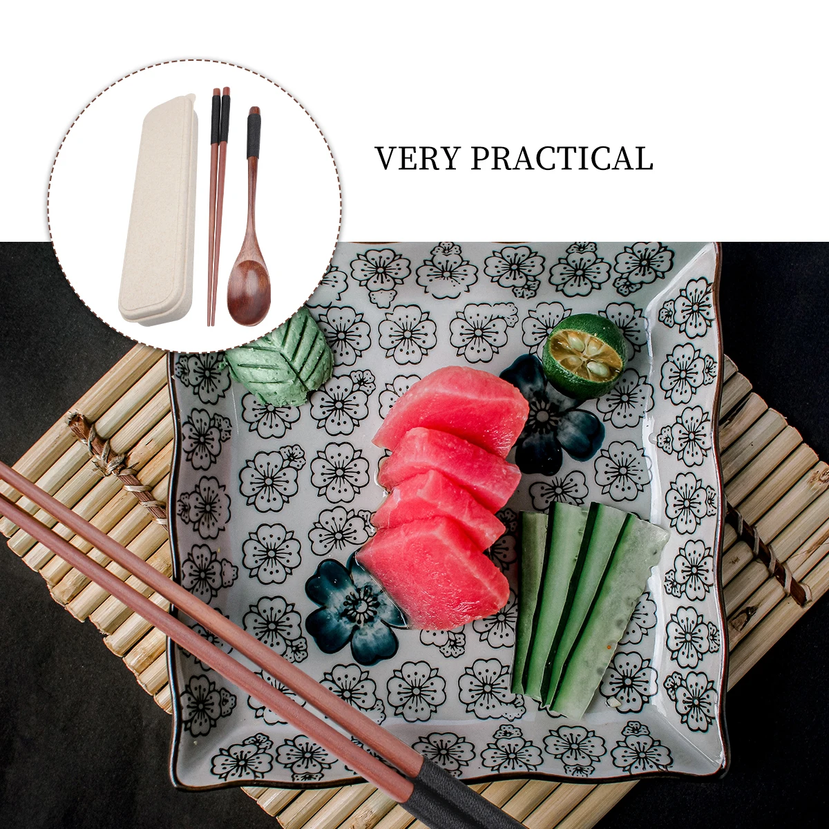 

3pcs Wooden Spoon Chopsticks Cutlery Kit Portable Flatware Set For Travel Picnic Party Daily Use Gift Box Included
