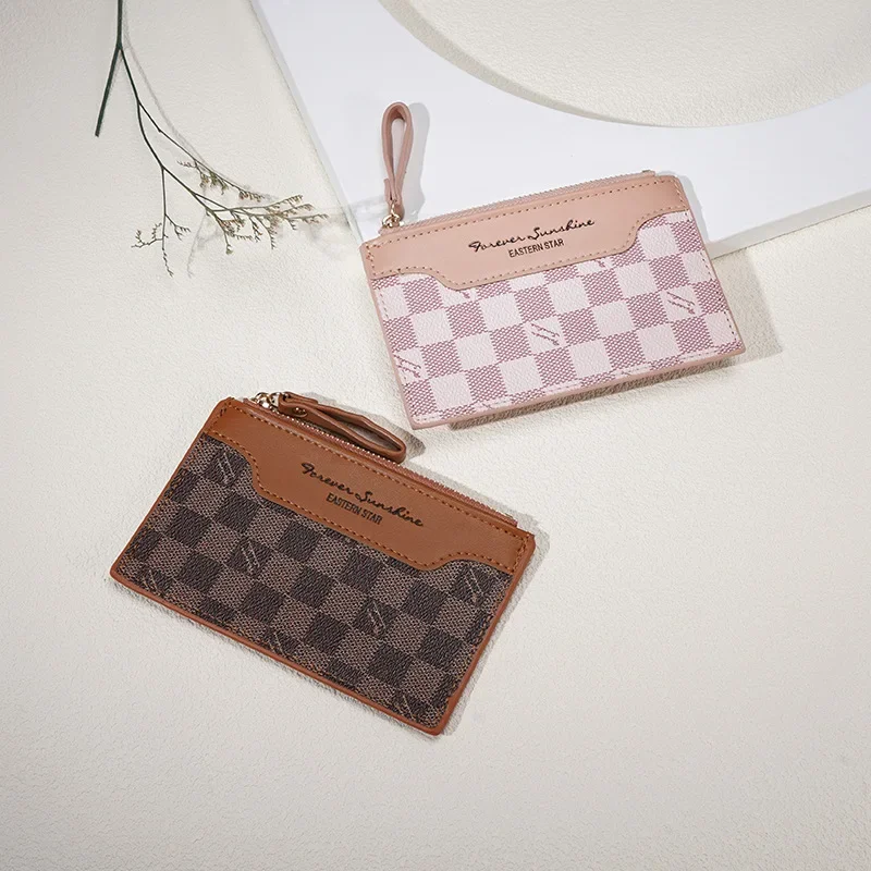 Vintage Style Zipper Thin Coin Purse Women's Cropped Id Card Holder Cross-border Wallet Wholesale Certificate Card Package