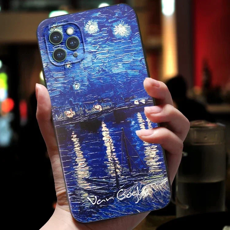 Art Phone Case For Apple iphone 17 Air 16 15 14 13 12 11 Pro Max Plus mini Case Cover Coque Shockproof Luxurious silicone