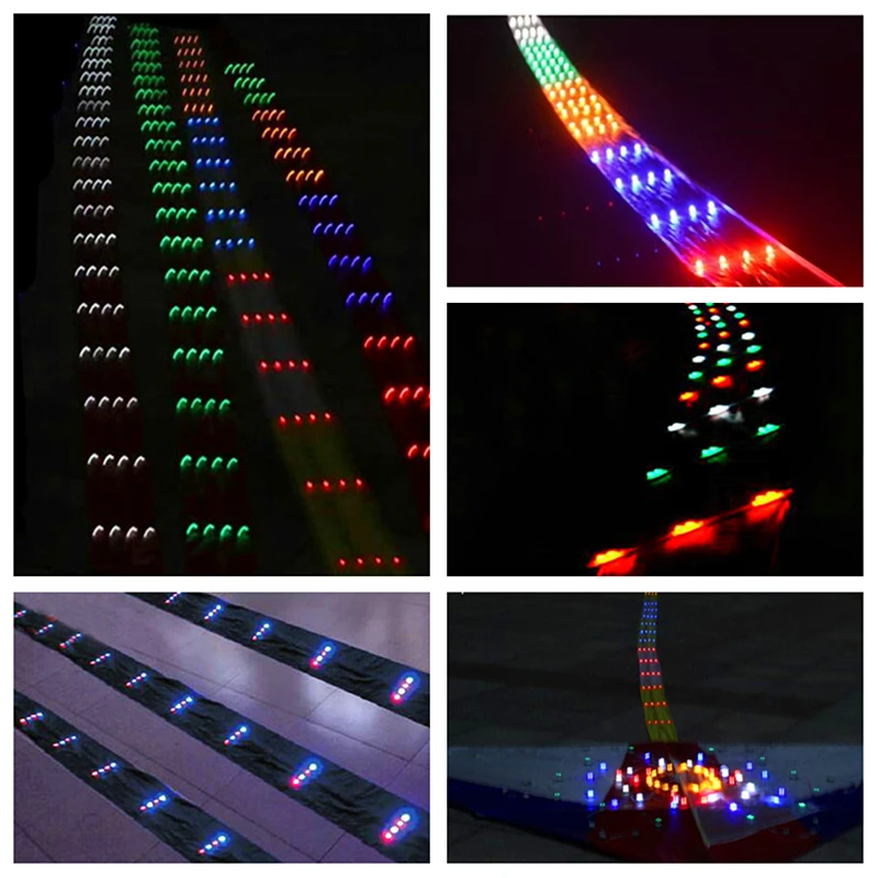 free shipping 15m 10m led kite tails led lamp battery kite windsocks kite accessories colorful flying kites professional kite