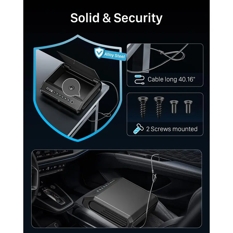 آمن للمسدس البيومتري يناسب 4 مسدسات، 100 مجموعة من مسدسات بصمات الأصابع آمنة مع وضع صامت للضوء الداخلي، مصدر طاقة للطوارئ #5