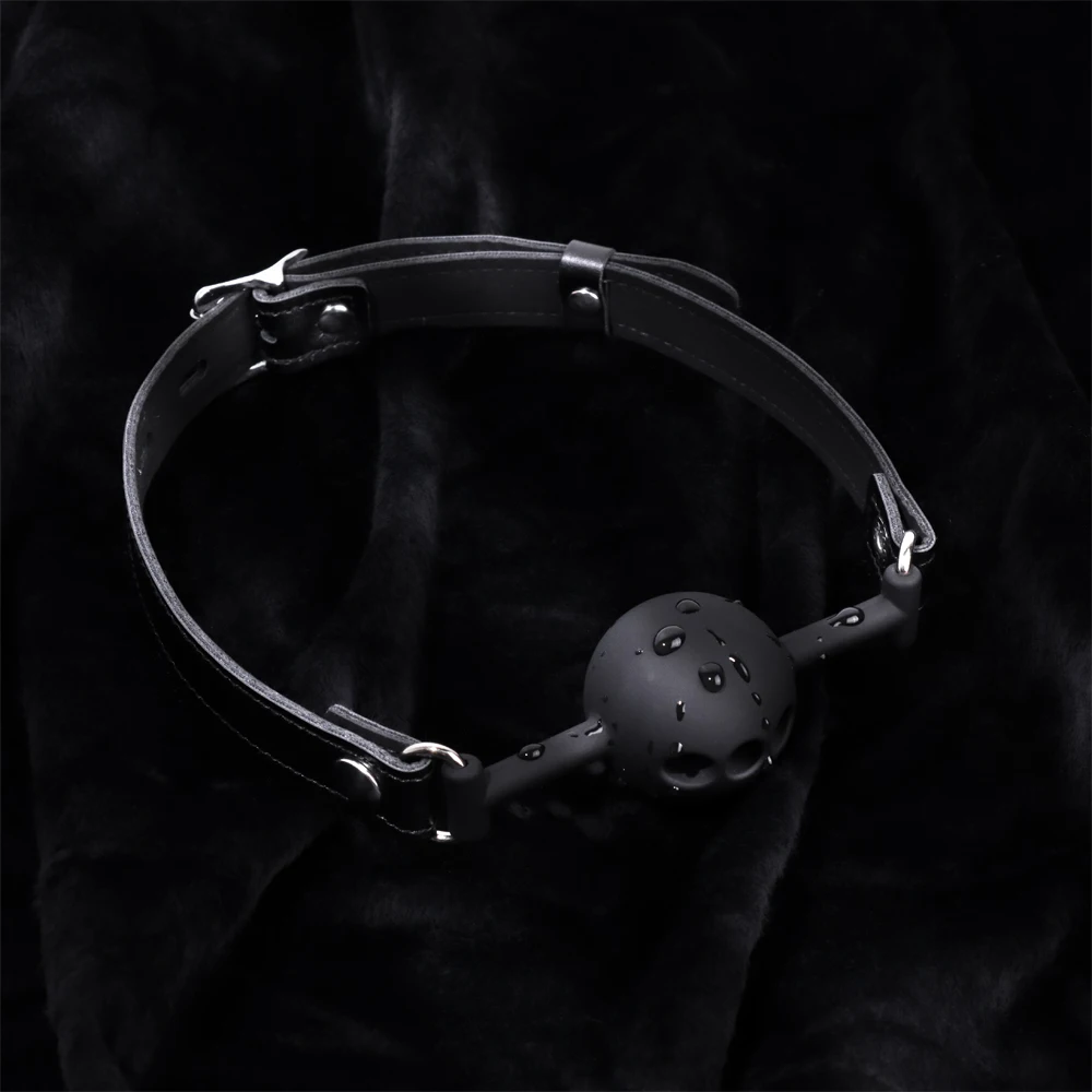 Detachable Ball Gag Black Silicone Mouth Gag 3 Breathing Holes Ball Plug for SM Games Adult Toys
