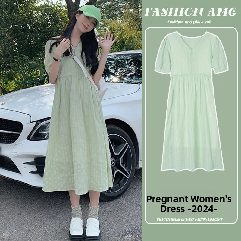 

Plus Size 2025 New Mint een Fre Sle Women's plus Size Dr Belt Design Summer ort Sve V-Ne Mid-Length Street Sle Dr