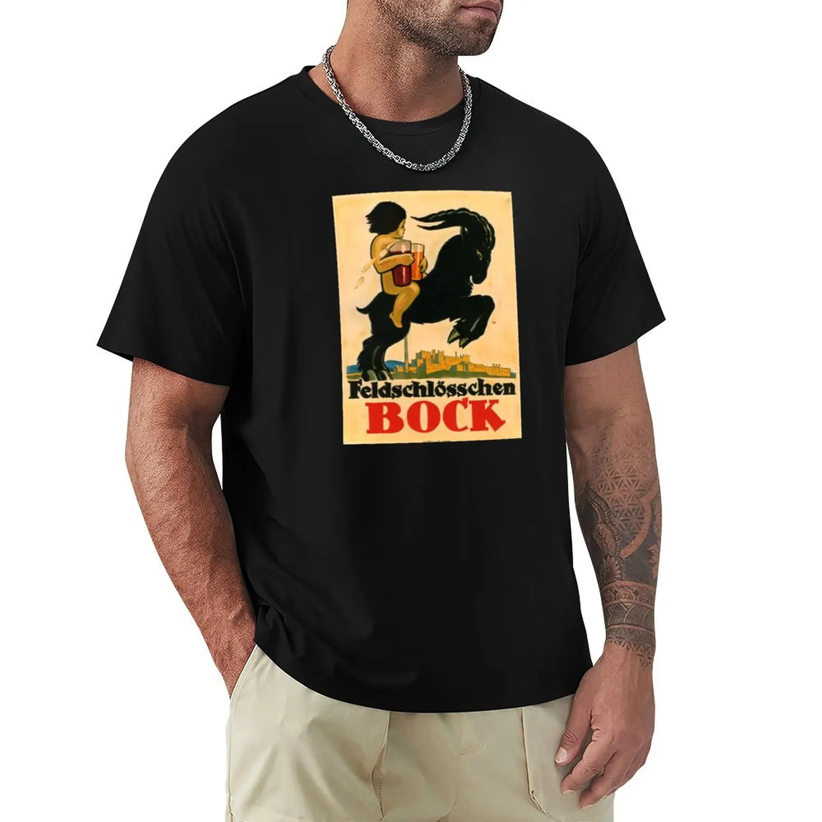 Feldschl?sschen Bock Brewery T-Shirt Retro Graphic Print T-Shirt