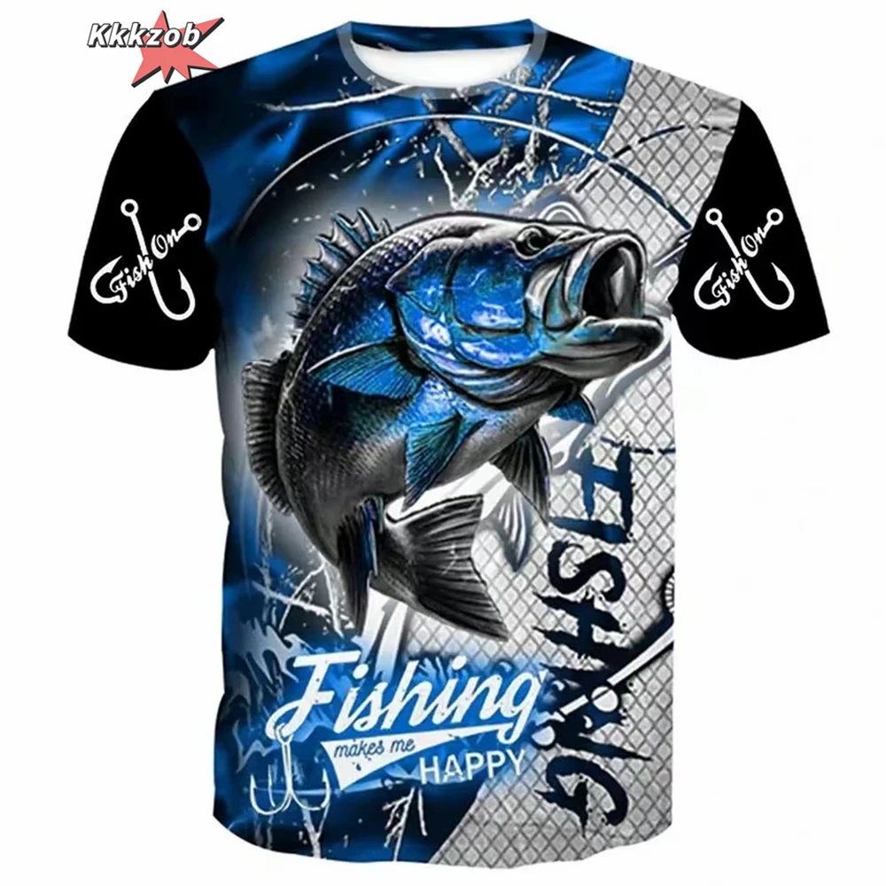 Men's Clothing 3D Fishing Pattern Printed Short Sleeve Oversized T-Shirt Fishing Fishing Outdoor Clothing Short Sleeve Top