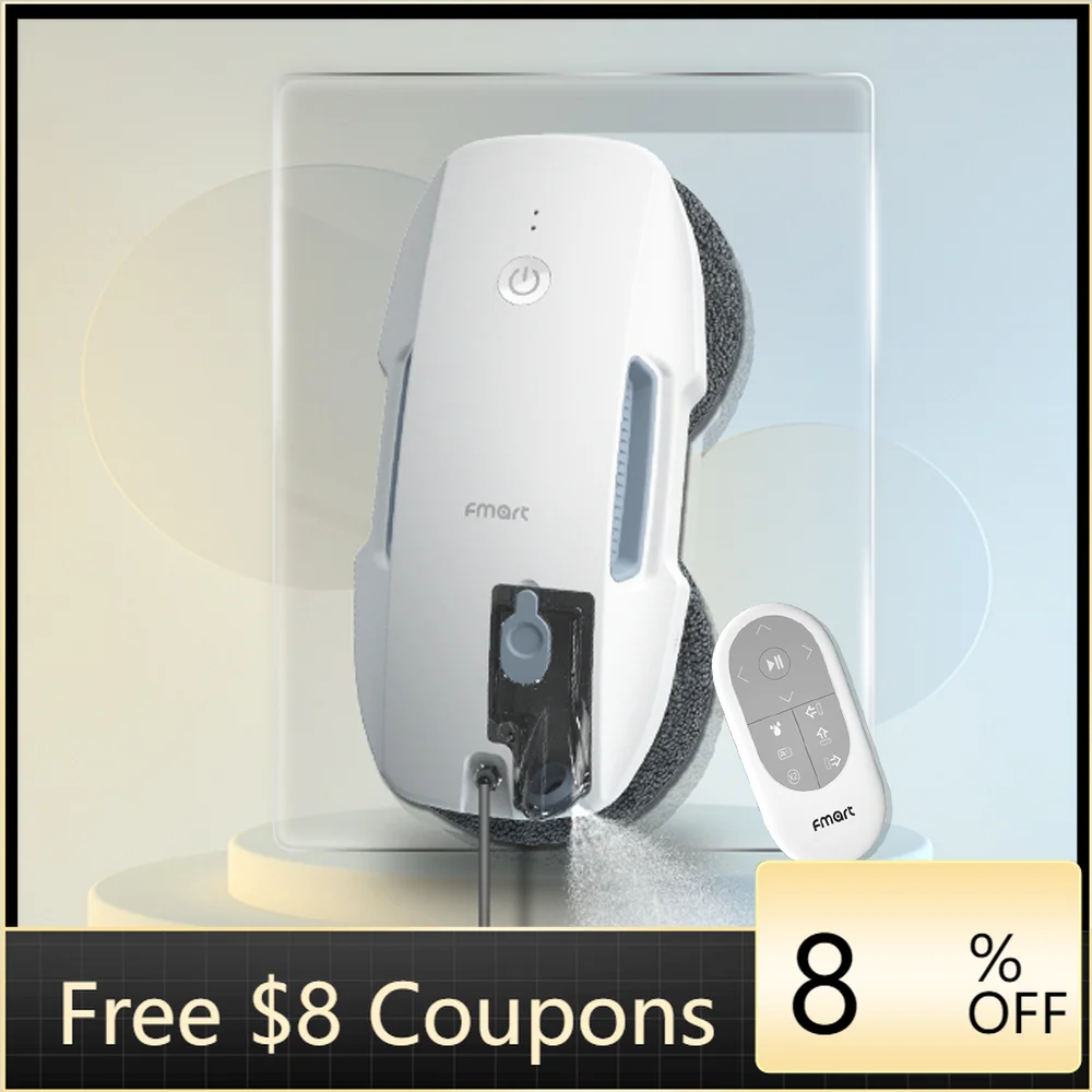 

Intelligent Window Cleaning Robot Ultrasonic Atomized Water Spray Portable Window Cleaner Robot With Remote Control