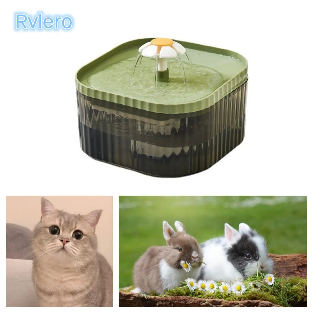 1.5L Cat Water Automatic Quiet Water Wired loop Dispenser Flower USB charge Cat Dogs Pet drinking water with Replacement Filters