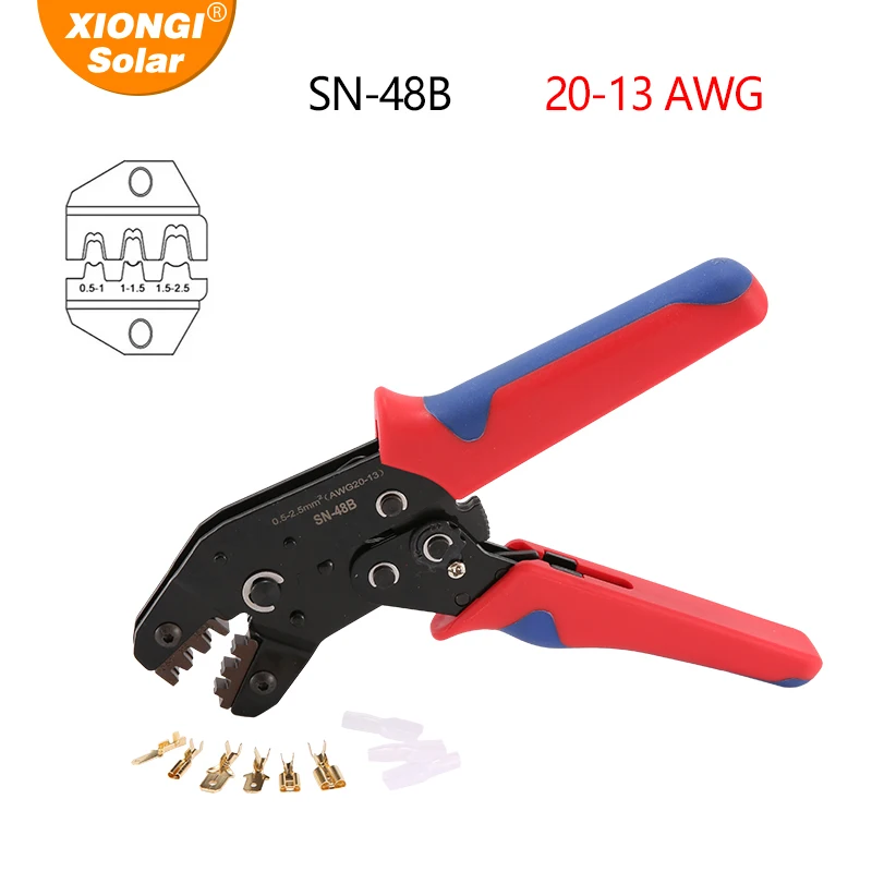 

XIONGISOLAR SN-48B Crimping Tools 20-13AWG 0.5-2.5 mm2 Crimper for Car Terminals Sets Wire Electrical Hand Tools