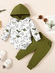 Winter 0-1 year olds Cool Boy Sweatshirt  Outfits  Dinosaur  Long  Sleeve Tops Pants 2pcs Fall Winter Tracksuit Fashion Clothing