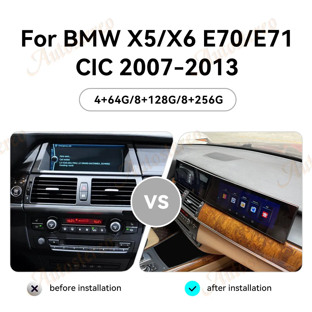 23 Inch Dual Screen Carplay Android 14 For BMW X5 Series E70 X6 E71 Car Multimedia Player GPS Navigation Car Radio Media Unit