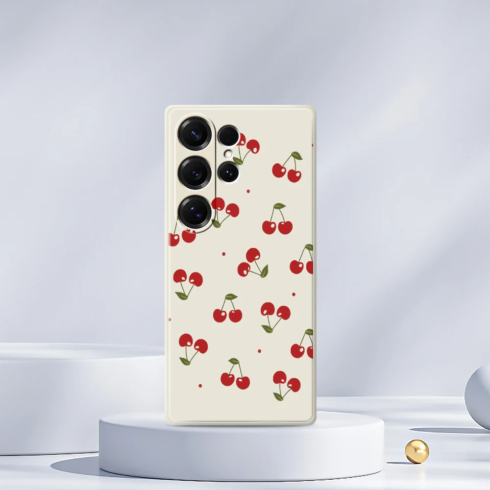 Чехол для телефона с принтом вишни для Samsung Galaxy S25 S24 S23 S22 S21 S20 Ultra Plus S10 Plus S24FE S23FE S22FE S21FE S20FE Soft Cover