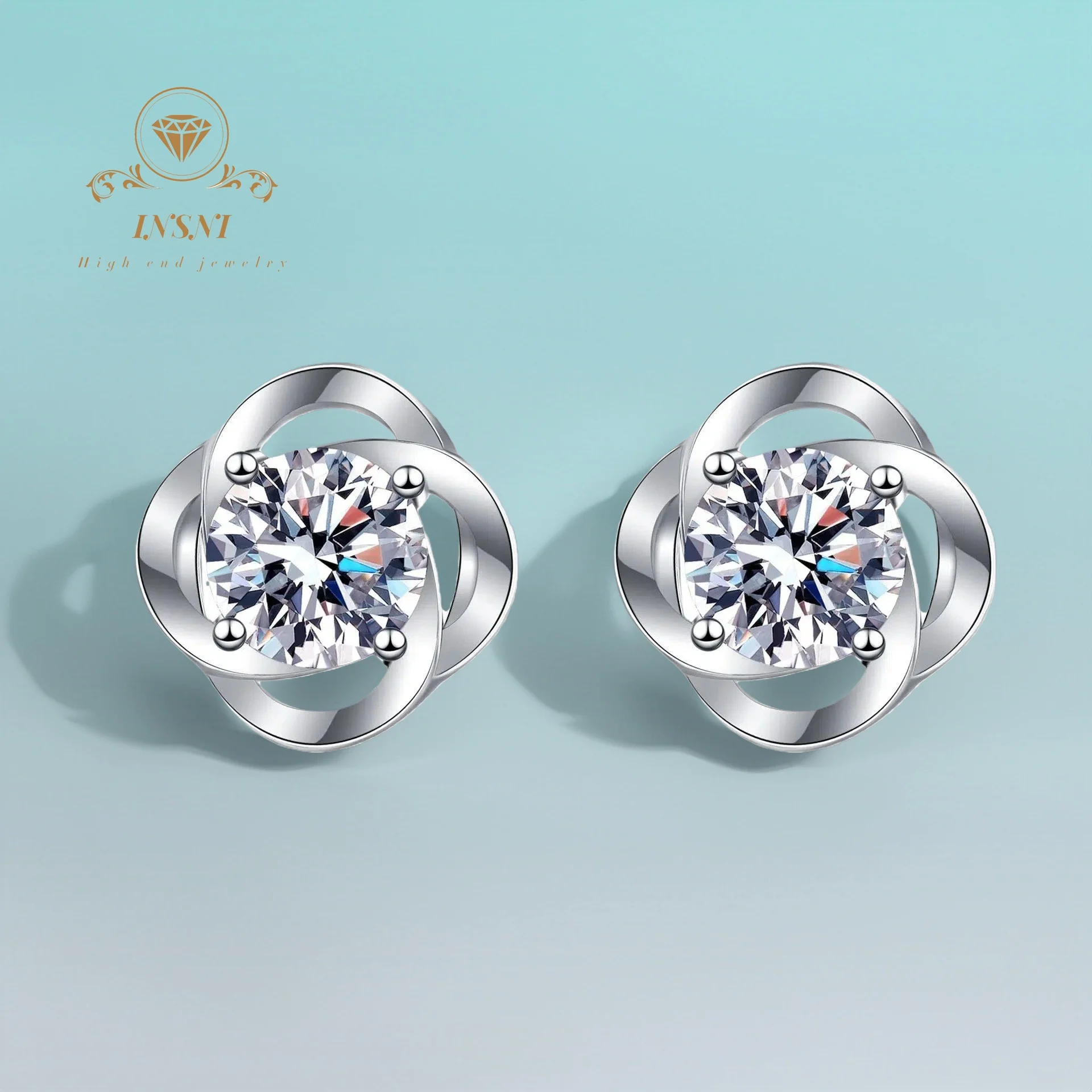 

0.3ct- 0.5ct Four Claw Minimalist Moissanite Stud Earrings S925 Silver Bestseller Certified Women Trendy Jewelry Non-allergic