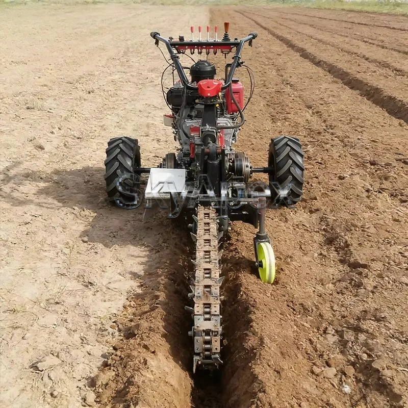 Walk Behind Chain Trencher Mini Ditch Digging Machine Agricultural Slotting Drilling Machine for Water Pipeline Laying