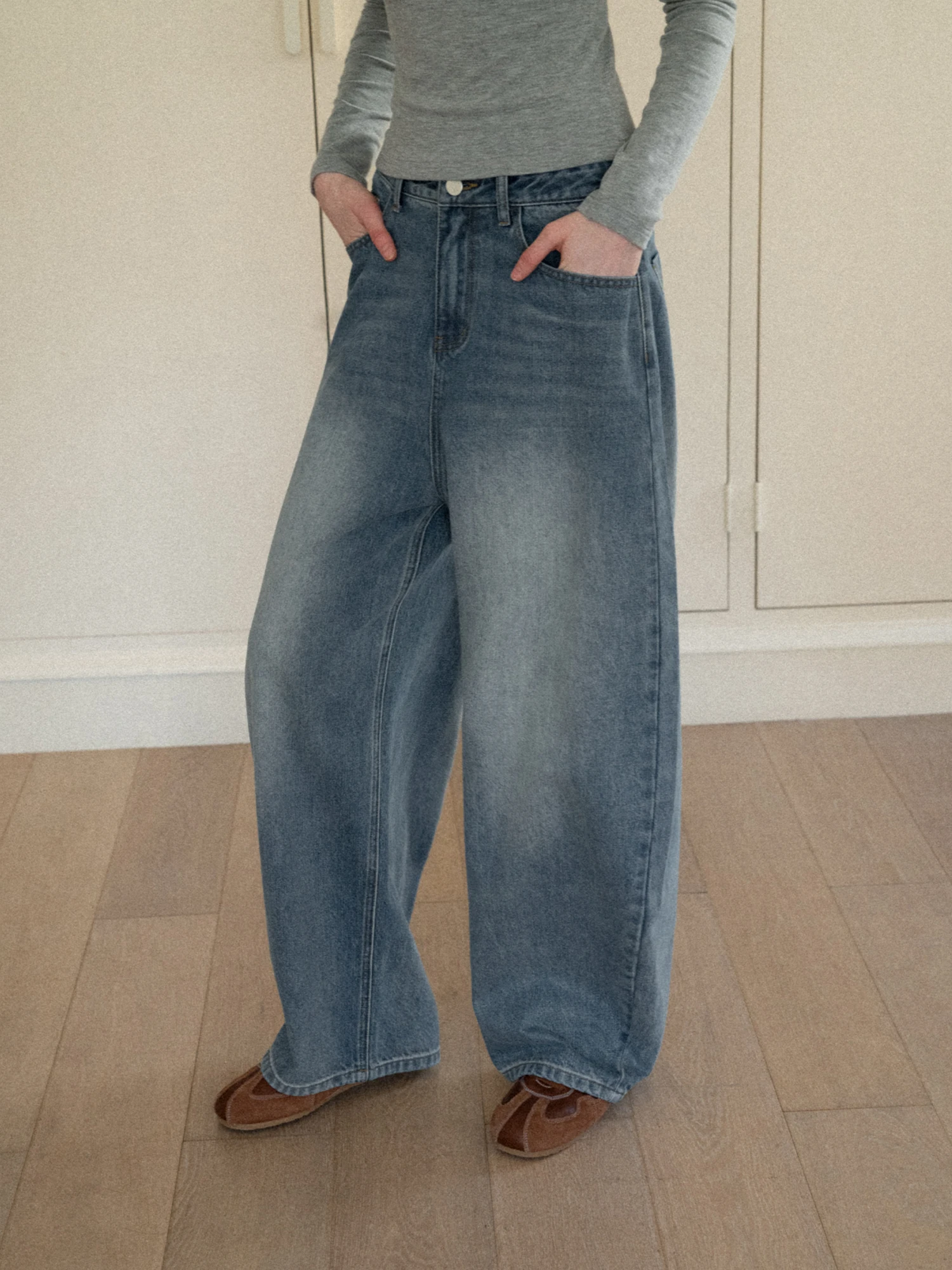 

Faionable, широкие джинсы с высокой талией, женские винтажные свободные утягивающие длинные брюки прямого кроя с талией