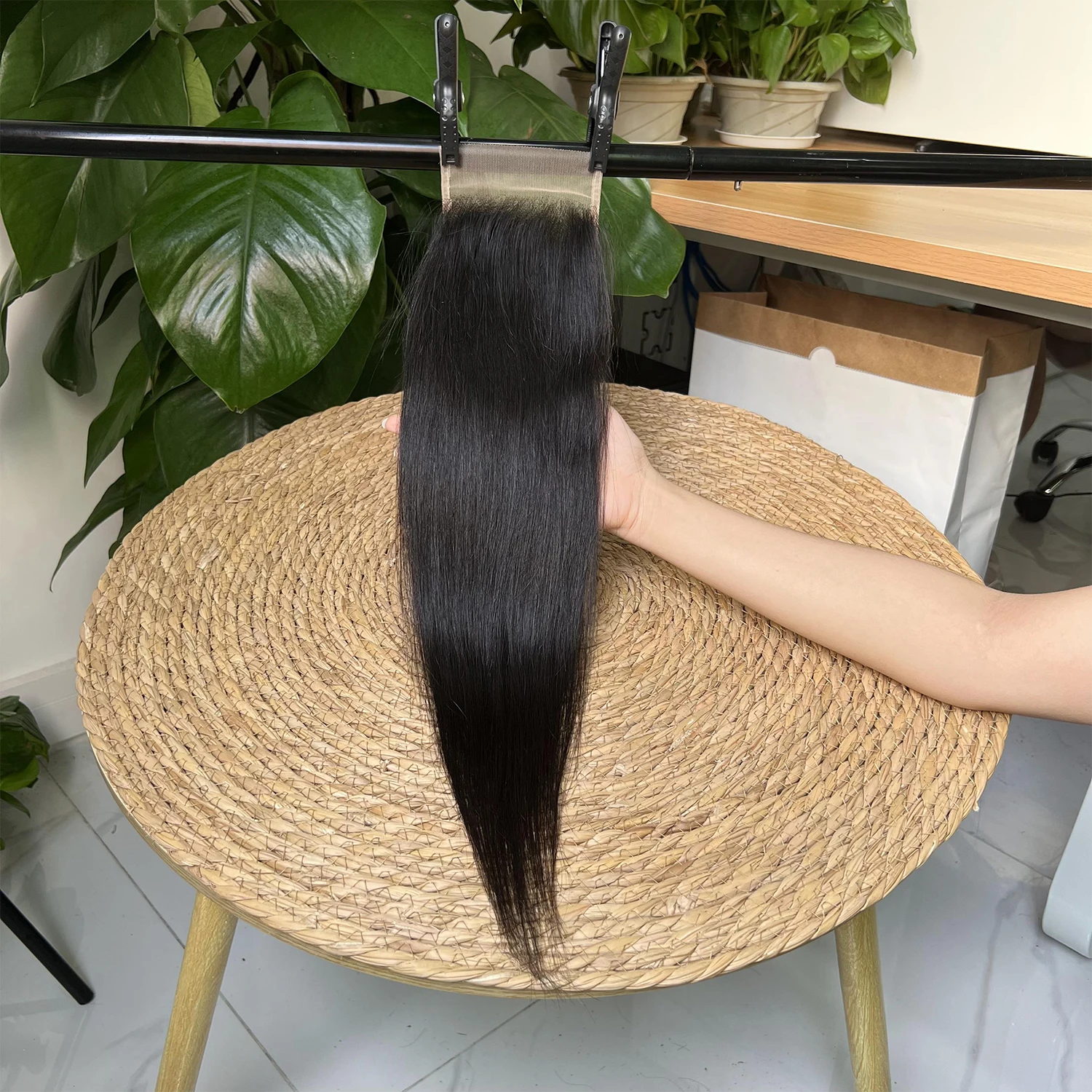 SWANEE Straight Hair 4x6 Transparent Invisible Lace Frontal Closure Indian Hair Pre Plucked 100% Human Hair Lace Frontal Closure