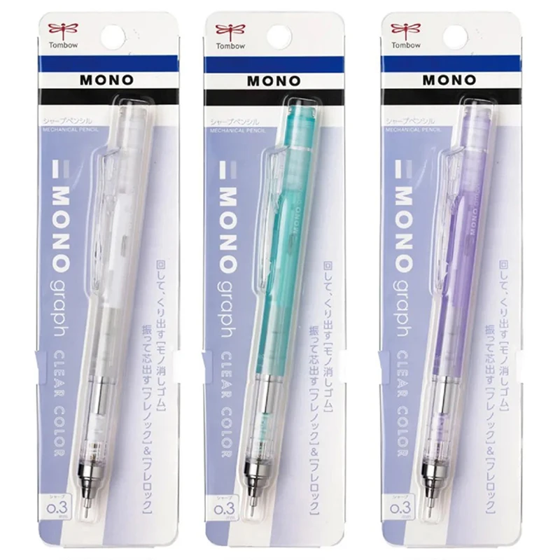 1pc  Japan Tombow Mono Graph Michanical Pencil Clear Color Pen Rod for Writing  Drafing Drawing Pencil School Supplies 05/03mm