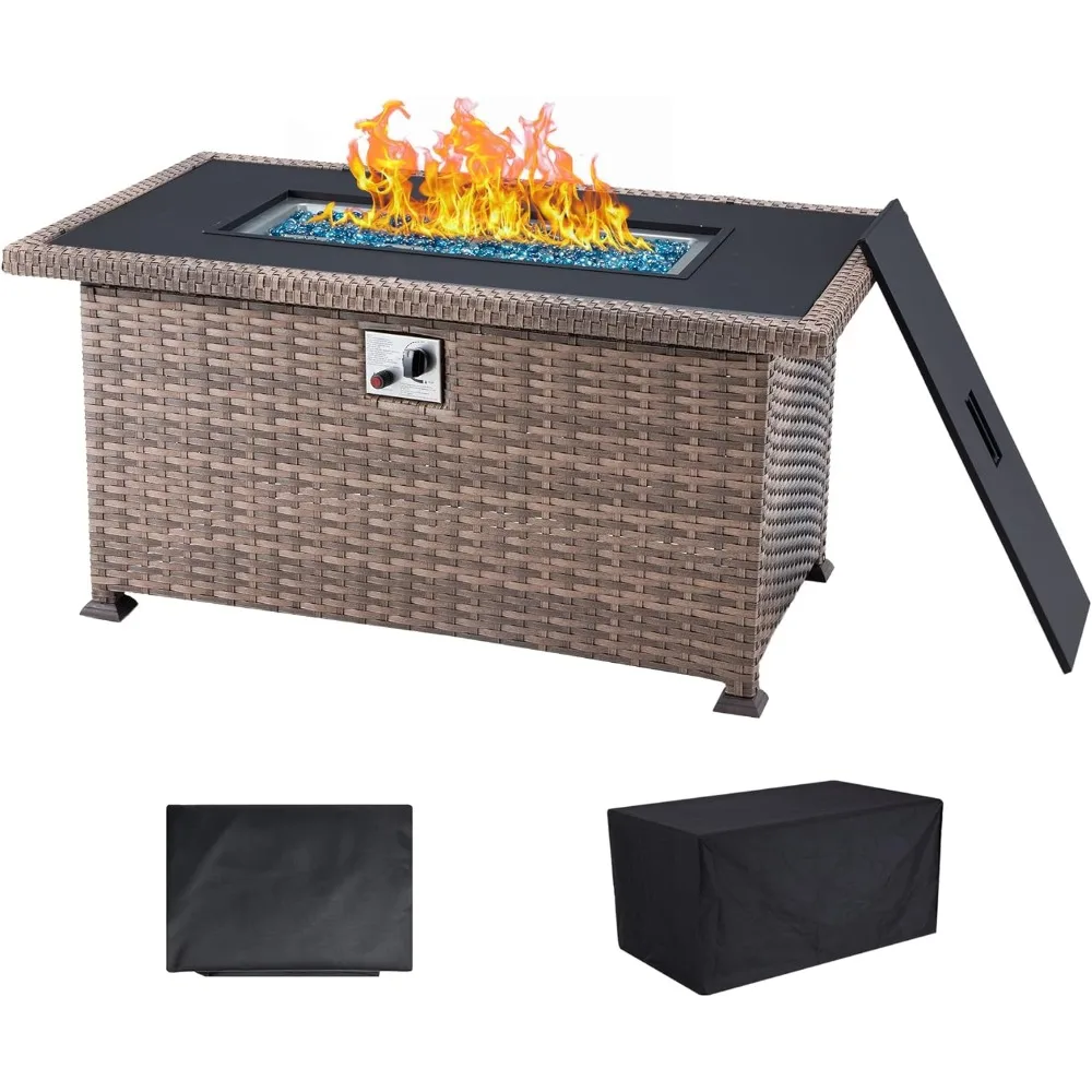 

Outdoor Fire Pit Table, 50in Propane Fire Pits for Outside, 50,000 BTU Auto-Ignition Gas Table , Fire Pit