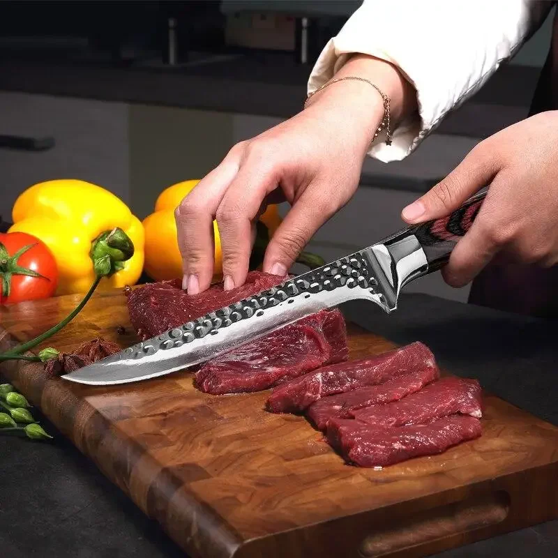 Stainless Steel Boning Knife Barbecue Knife  High Carbon Butcher Knife Japanese  Kitchen Knife Wood Handle Meat Cleaver