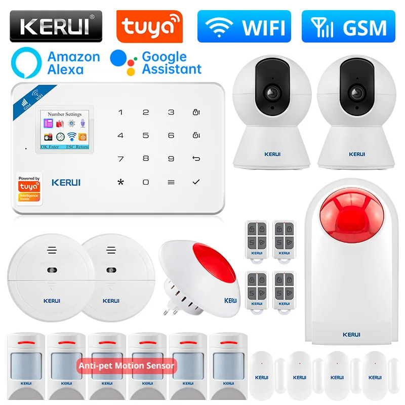 KERUI W181 Alarm System Kit with Motion Sensor WIFI GSM Alarm for Home Security Support Alexa Tuya Smart APP Remote Control