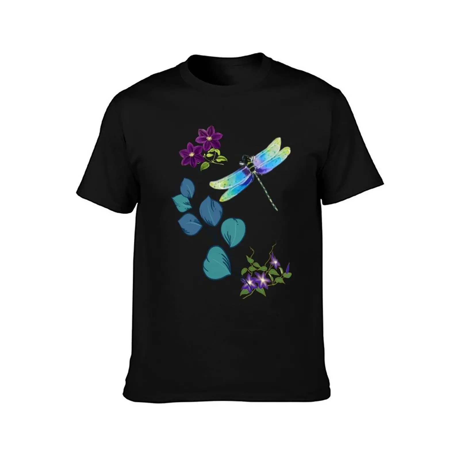Dragonfly among the flowers T-Shirt Retro Graphic Print T-Shirt