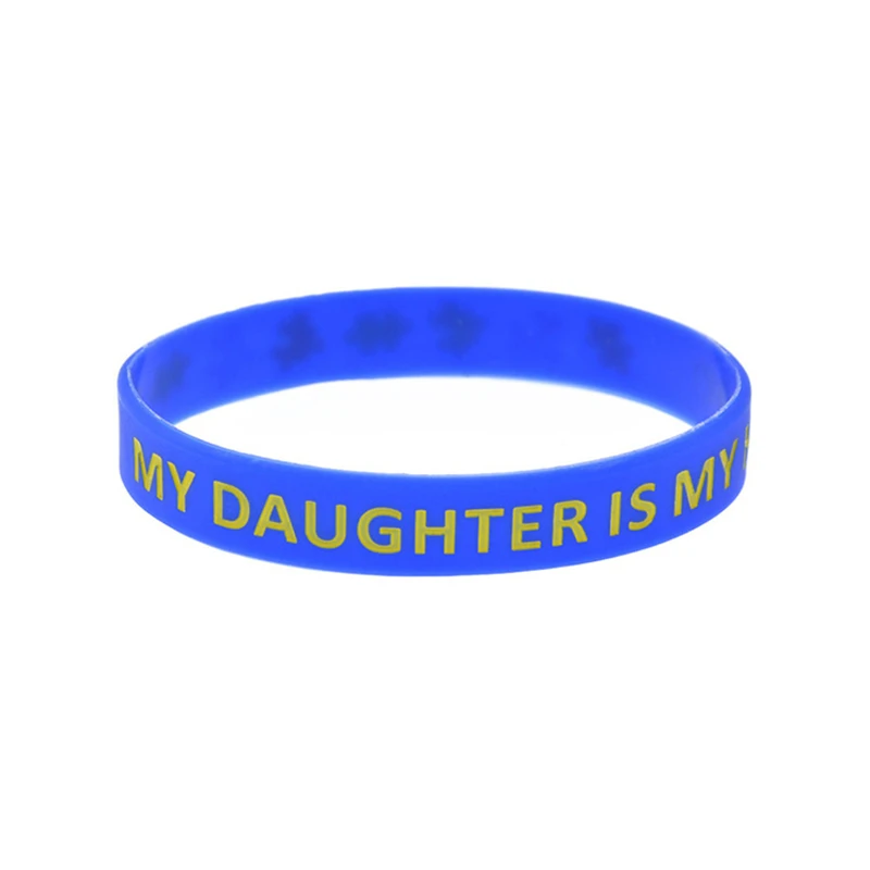 1 PC Emotional Gift for Mom My Daughter is my Hero Silikon-Gummi-Armband mit Puzzle-Logo, modisches Armband, Erwachsenengröße – Detail 2