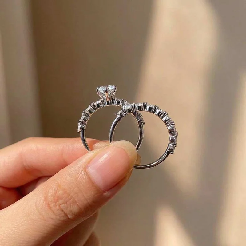 925 Sterling Silber Hochwertiges Design Marquise Zirkonia Set Exquisite Ringe für Damen Trendige Braut Hochzeit Bestseller Schmuck – Detail 3