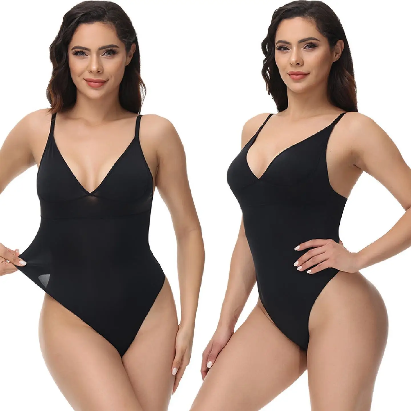 Body Moldeador Negro Sin Costuras, Elástico, Sexy, con Tirantes Finos en la Espalda, Estilo Bodycon, Ropa Interior de Nylon, Sexy, Delgado, para Verano