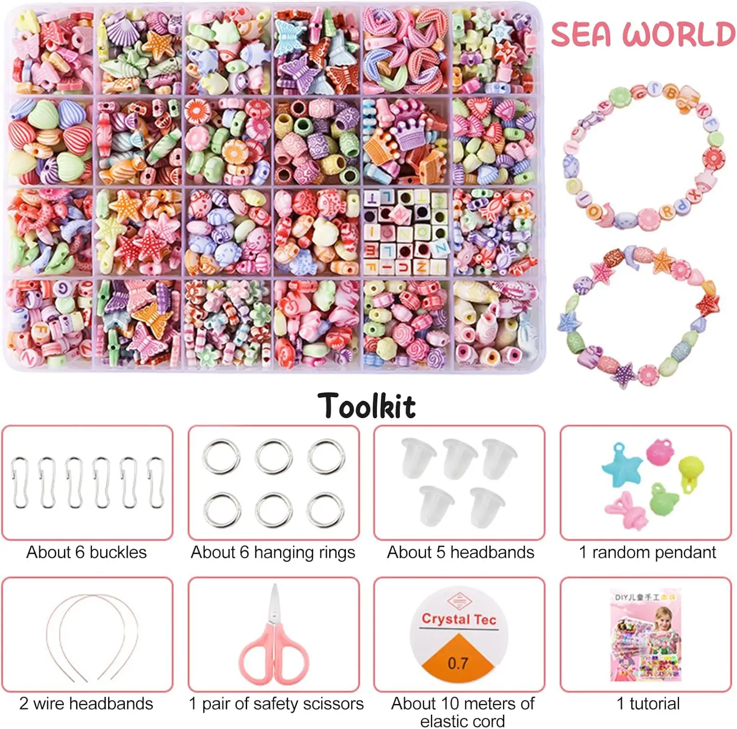 Children's Handmade Beaded Girls Wear Beads Educational Toys Diy Jewelry Bracelet Necklace Jewelry Around Beads Beads Set