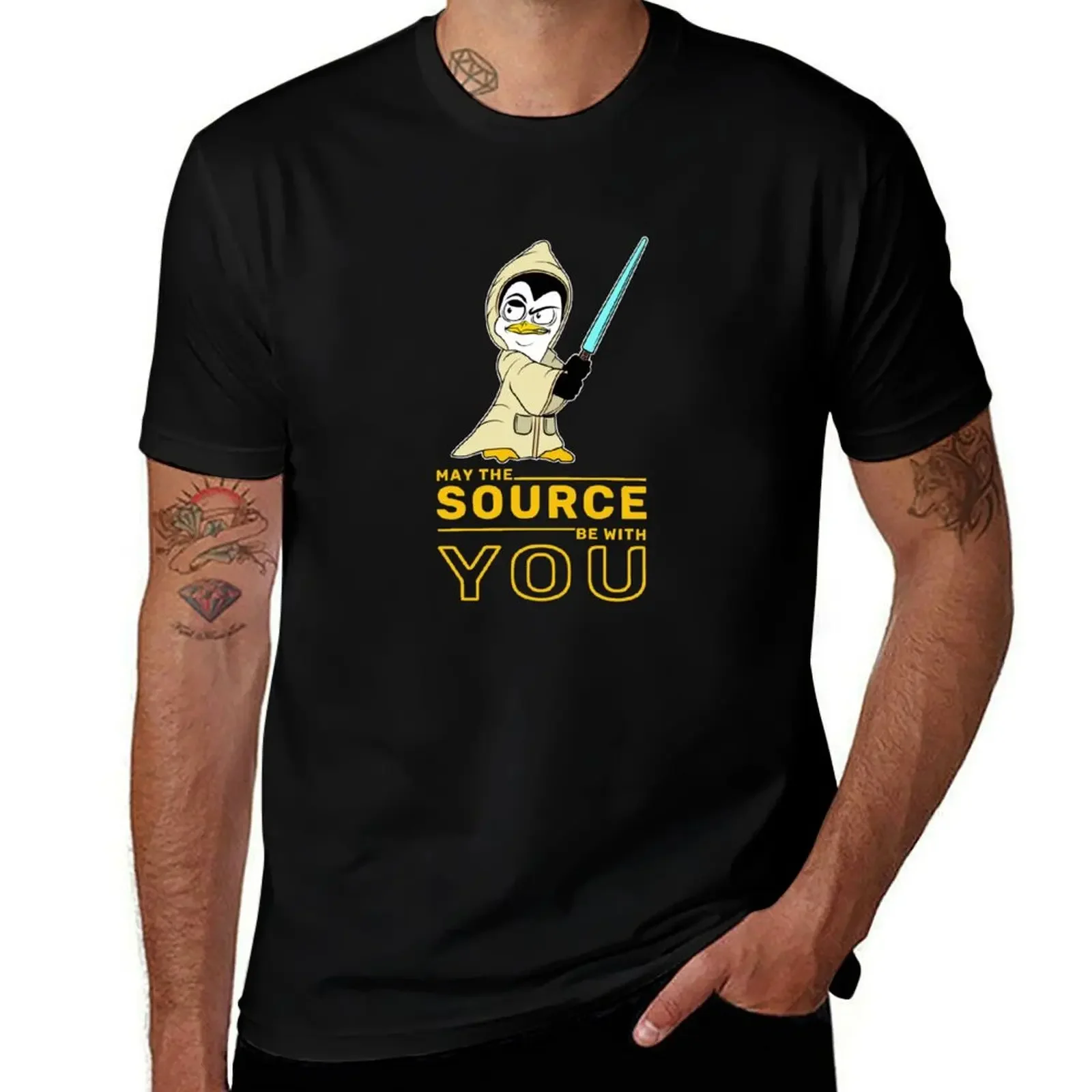 May The Source Be With You Linux Penguin for Linux Admin T-Shirt Clothing vintage t shirts valentines clothes funny t shirts men