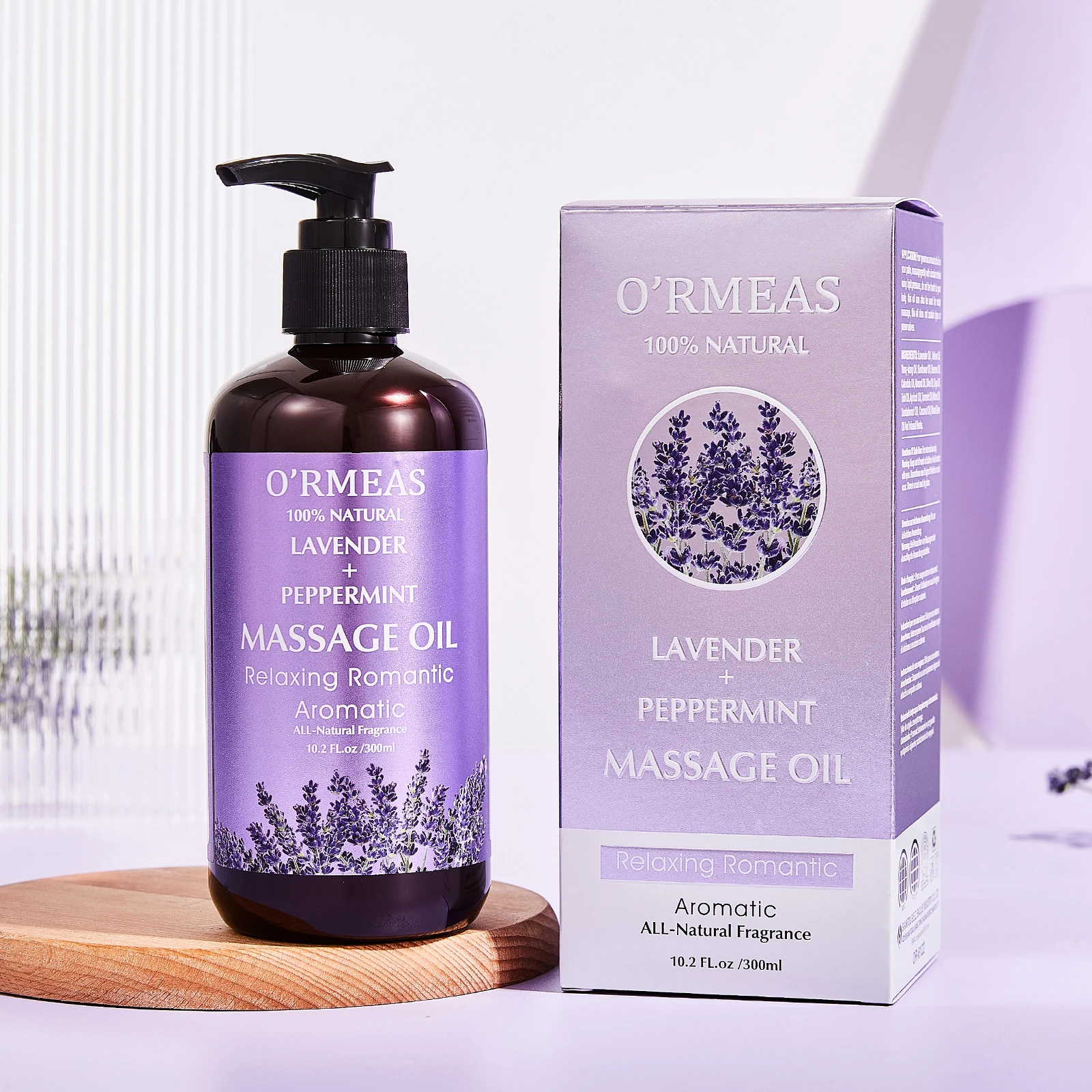 Aceite corporal de masaje con infusión de menta lavanda y menta - Fórmula calentadora e hidratante para hombres y mujeres, 10,2 fl.oz