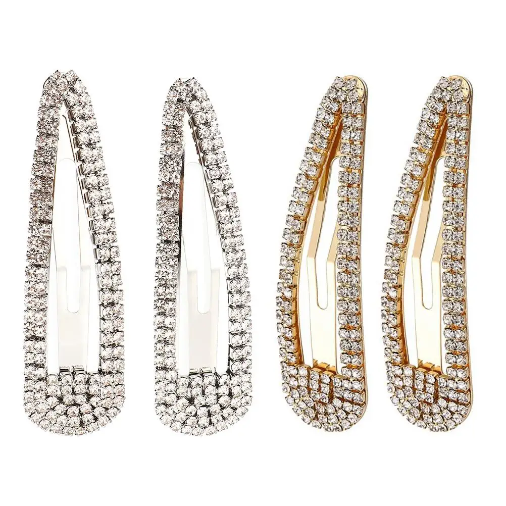 

4 Pcs Rhinestone Hair Clips Elegant Bridal Accessories Women Girls Water Drop Metal Barrettes Thin Thick Hair Wedding Party Prom