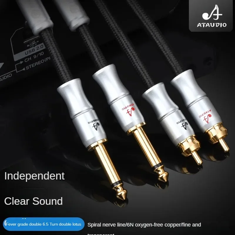 Аудиокабель Hi-Fi 0,5–15 м, двойной 6,35 мм на двойной RCA для микшерного усилителя, плетеный кабель с разъемом 2*RCA на 2*1/4 дюйма