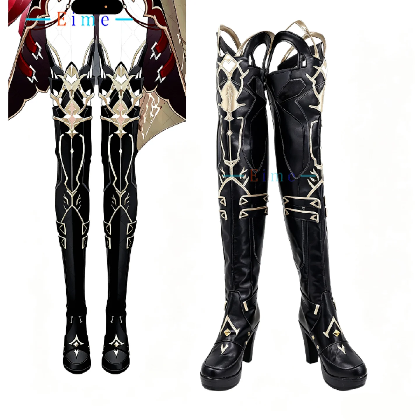 Alpha Lucia Cosplay Shoes Game Punishing Gray Raven Cosplay Black Over Knees High Heels Halloween Carnival Boots Custom Made