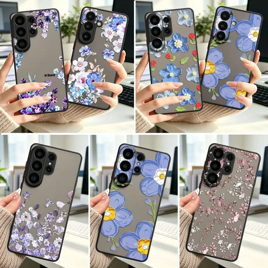 Case for Samsung Galaxy S26 S24 Plus S23 FE S20 FE S21 S22 Note 20 Ultra 10+ S25 Ultra Funda Back Phone Cover Blue Oil Painting
