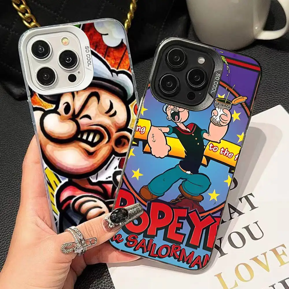 Cute Cartoon P-Popeye Phone Case For IPhone 17 16 15 14 13 12 11 Pro Max Plus X XR XS Max Shockproof Bumper Cover