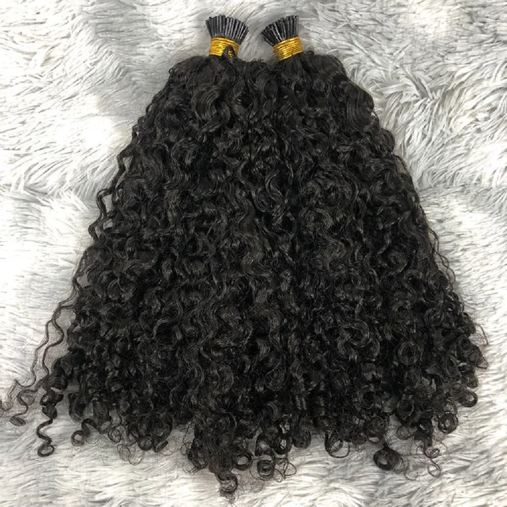 Sassy Curly I Tip Human Hair Extension Brazilian Remy Hair Microlink Pre Bonded Soft Curly Stick I Tip Hair 100g 100strands