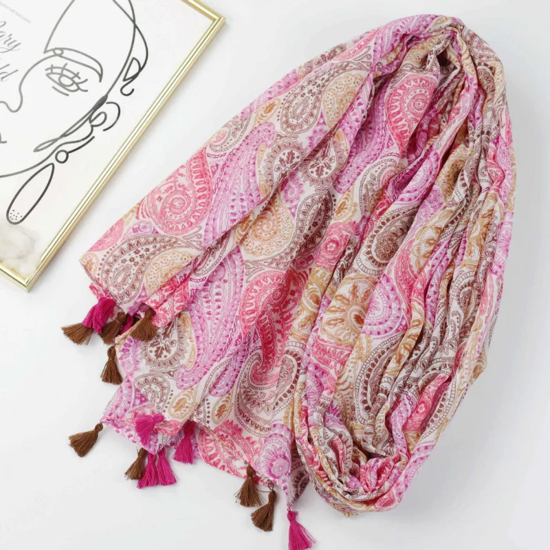 

Красочная шелковая фабричная распродажа из кешью Бали, шарф с принтом, плотный женский длинный шарф, весенне-летний шарф Sha